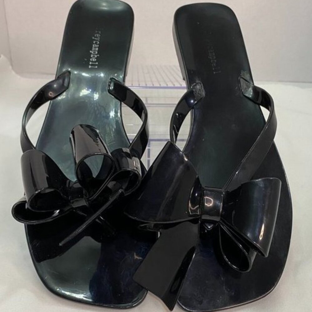 Jeffrey Campbell Jelly Bow Thong Slide Sandals Black Size 10